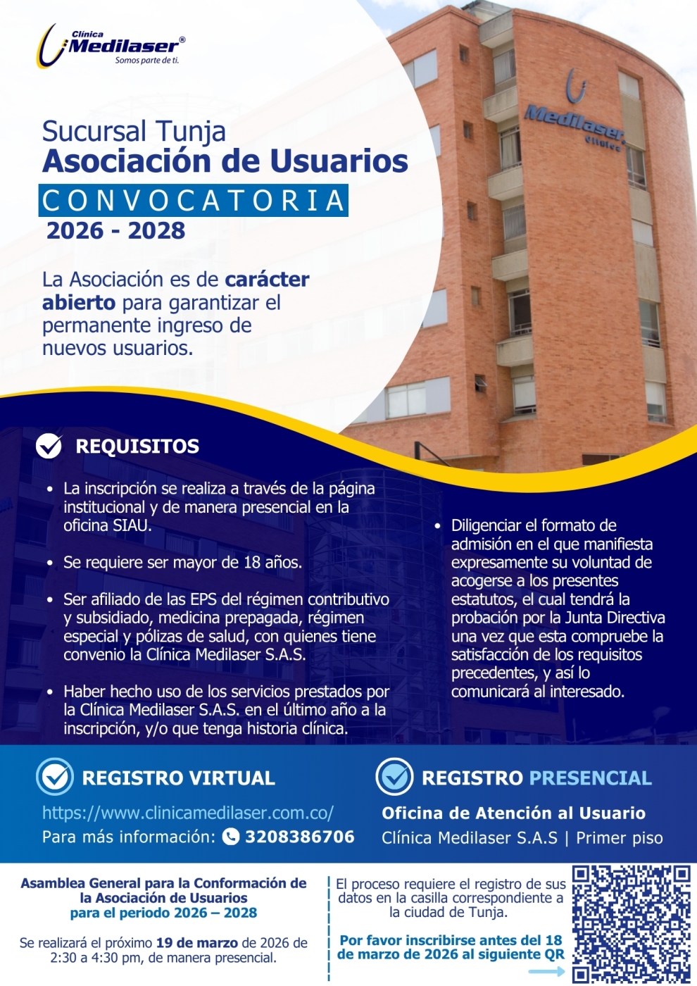 Anuncio convocacotoria asociación de usuarios Tunja